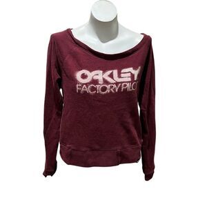 Oakley Women's Burgundy Crew Neck Sweatshirt Size S Long Sleeve Casual